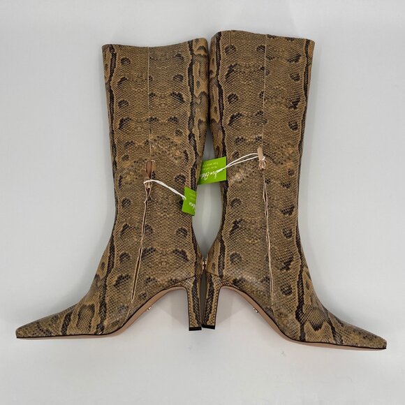 Sam Edelman Sylvia 2 Knee‑High Boot Size 8.5 Tan Python Embossed Leather - Picture 14 of 16